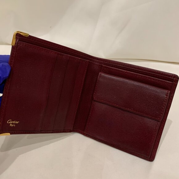 Cartier Red Leather Coin Case/Wallett Sku#84375  (Gently Used, wear) - Picture 7 of 12